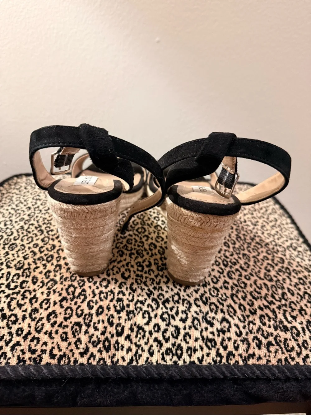 Steve Madden Black Espadrille Wedge Sandals with Ankle Strap